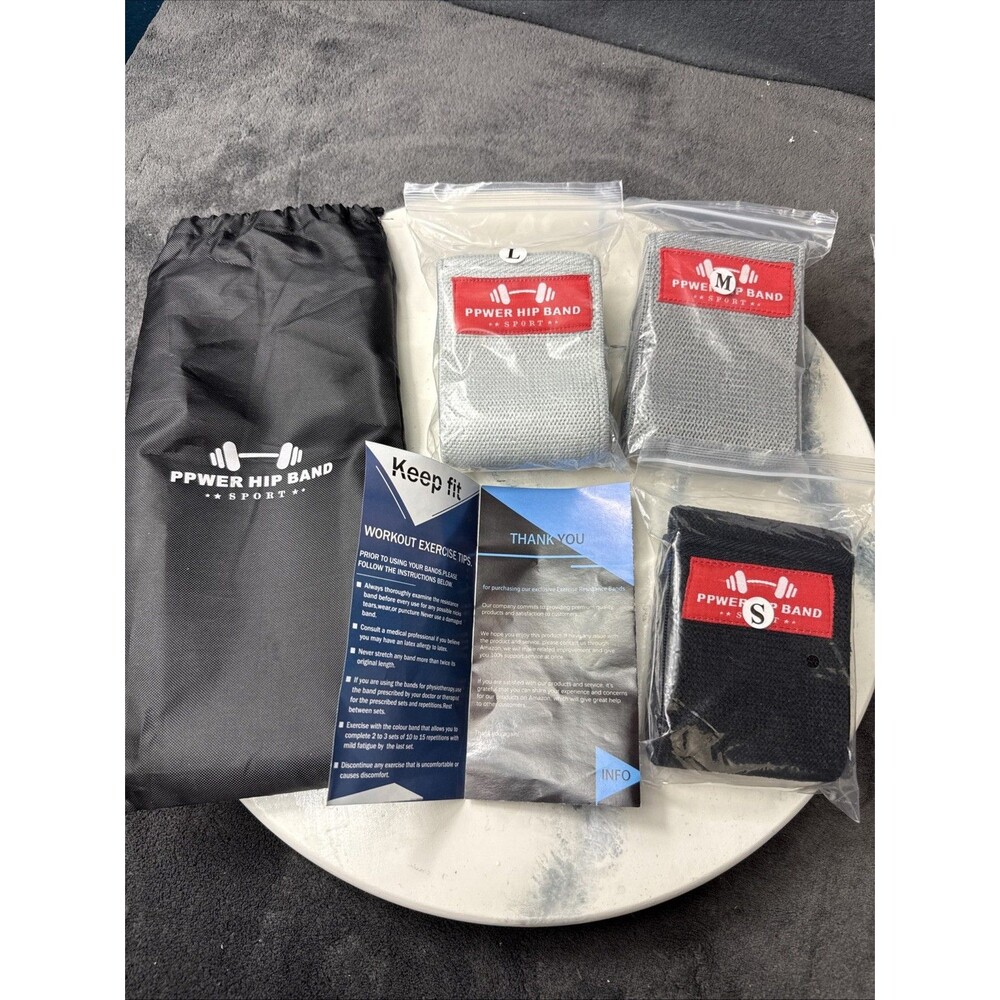 Upowex Resistance Bands Set S M L Fabric Loop Hip Workout Bands Carrying Bag New